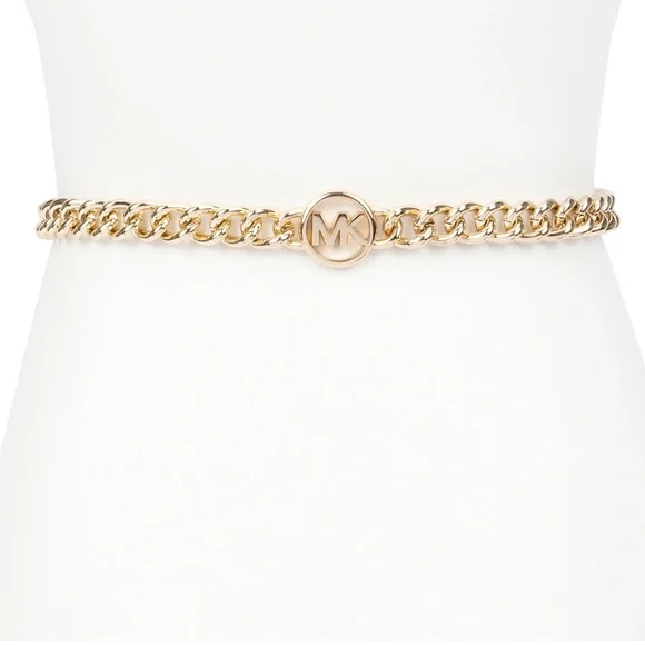 🆕MICHAEL KORS LOGO ADJUSTABLE GOLD CHAIN LINK BELT - Picture 3 of 9